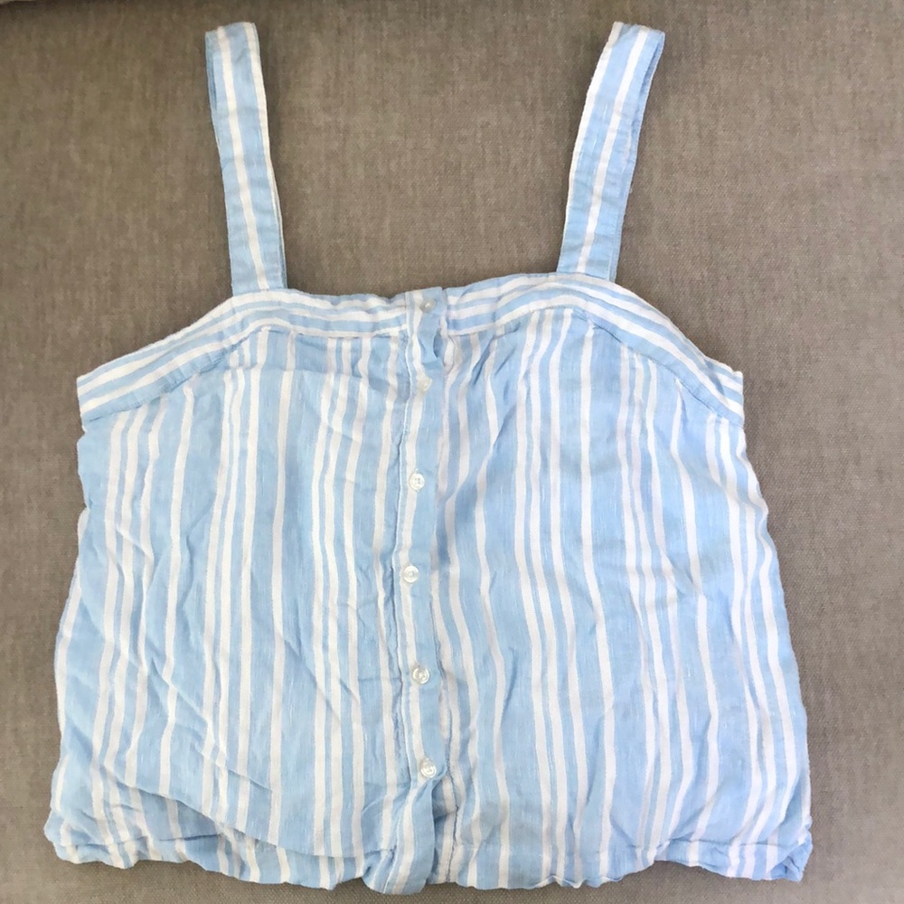 A New Day linen button up crop tank top